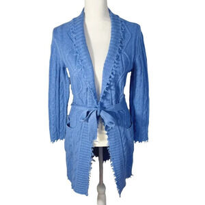 Forte Cashmere Blue Wool and Cashmere Blend Cardigan Women's Size S